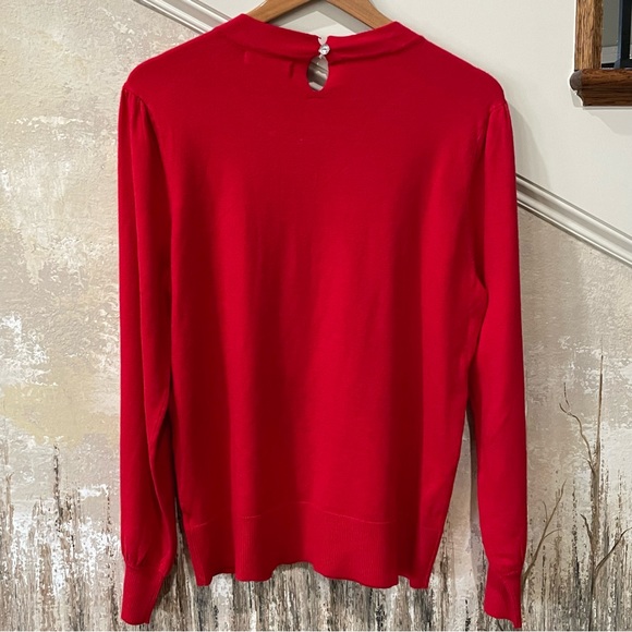Liz Claiborne•Diamond Rhinestones & Pearls•Neckline Red Sweater•Large - Picture 4 of 9